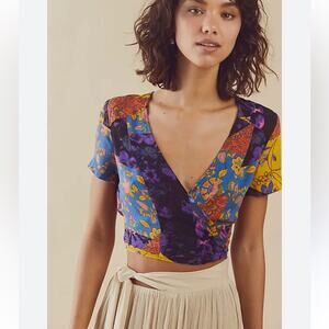 Free People Multicolor Patchwork Crop Top